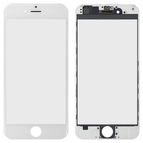 Скло корпуса для iPhone 6, з рамкою, з ОСА плівкою, біле