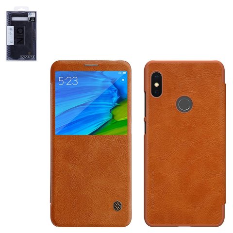 Чехол Nillkin Qin leather case для Xiaomi Redmi Note 5, Redmi Note 5 Pro, коричневый, книжка, пластик, PU кожа, #6902048155602