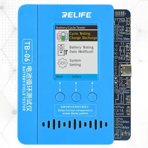 Программатор RELIFE TB 06, для сброса циклов и процента износа аккумулятора