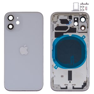Корпус для iPhone 12 mini, білий, з тримачем SIM карти, з боковими кнопками, white