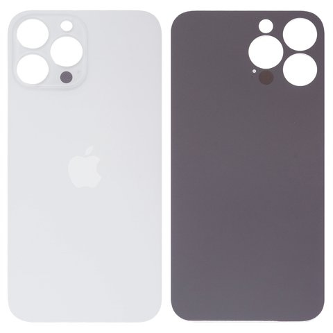 Задня панель корпуса для iPhone 13 Pro Max, срібляста, біла, не потрібно знімати скло камери, Original PRC , Silver, big hole