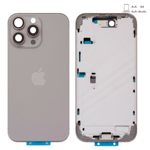 Корпус для iPhone 16 Pro Max, сірий, з тримачем SIM карти, з боковими кнопками, Original PRC , EU Version, natural titanium