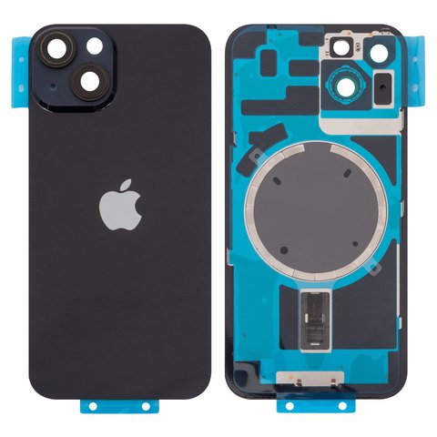 Задня панель корпуса для iPhone 14, чорна, із склом камери, Original PRC , Midnight, small hole