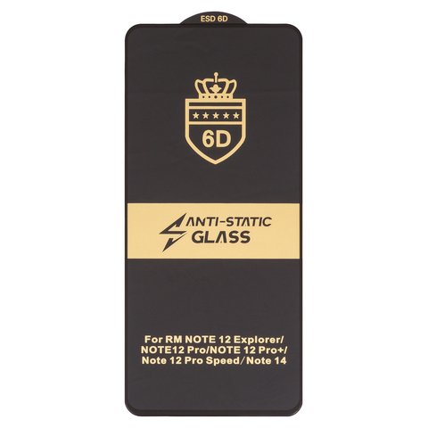 Защитное стекло ESD 6D для Xiaomi Poco F5 Pro, Poco M7 Pro 5G , Poco X5 Pro, Redmi K60, Redmi K60 Pro, Redmi Note 12 Pro 5G, Redmi Note 12 Pro Plus, Redmi Note 14 4G, Redmi Note 14 5G, совместимо с чехлом, Full Glue, Anti Static, без упаковки , черный, global version