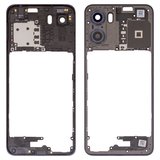 Средняя часть корпуса для Motorola Moto G05, черная, со стеклом камеры