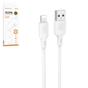 USB кабель Borofone BX113, USB тип A, Lightning, 100 см, 2,4 А, білий, #6941991115400
