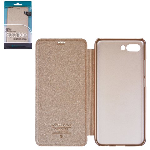 Case Nillkin Sparkle laser case compatible with Huawei Honor 10, golden, flip, PU leather, plastic  #6902048157538