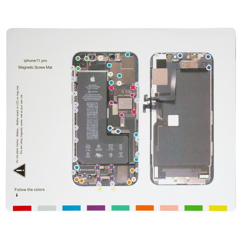 Alfombrilla aislante puede usarse con Apple iPhone 11 Pro, para organizar tornillos, magnético