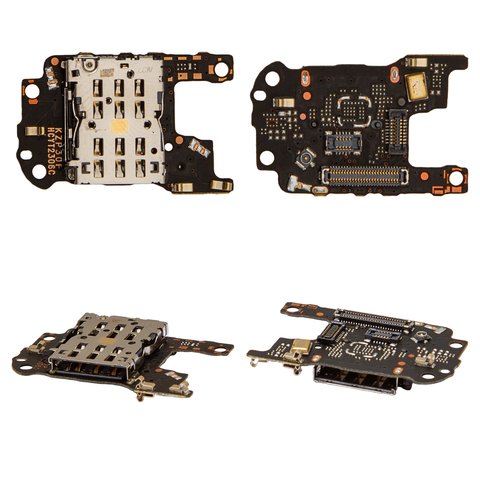 SIM Card Connector compatible with Huawei P30 Pro, with memory card connector, with flat cable, Original PRC  