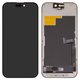 Pantalla LCD puede usarse con iPhone 15 Pro, negro, con marco, HC, sin microchip, (OLED), YK OEM hard