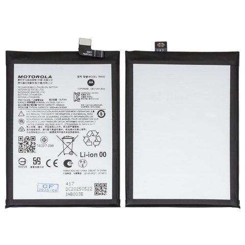Batería RW50 puede usarse con Motorola Moto G75, Li Polymer, 3,91 V, 5000 mAh, Original PRC 