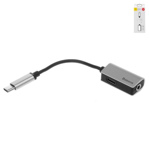 Adapter Baseus L40, supports microphone, from USB type C to 3.5 mm 2 in 1, USB type C, TRRS 3.5 mm, silver, 1.5 A  #CATL40 0S