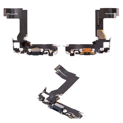 Flat Cable compatible with iPhone 13 mini, charge connector, black, with microphone, with components, PRC, Lightning, midnight