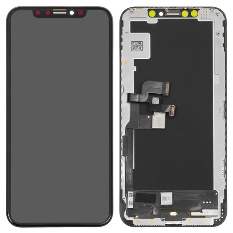 Pantalla LCD puede usarse con Apple iPhone XS, negro, con marco, HC, OLED , GS OEM soft