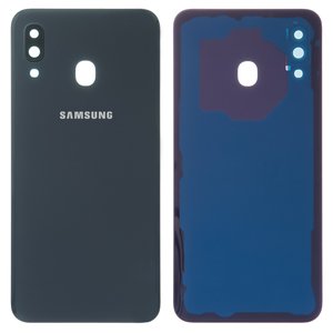 Panel trasero de carcasa puede usarse con Samsung A305F DS Galaxy A30, negra, con vidrio de cámara
