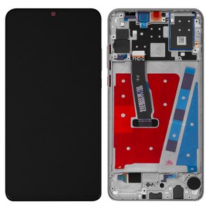 Pantalla LCD puede usarse con Huawei P30 Lite, blanco, con marco, High Copy, 48 MP 