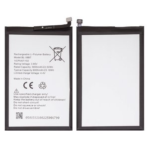 Batería BL 58BT puede usarse con Tecno Pova, Pova 4 LG7 , Pova 5 LH7n , Pova Neo, Li Polymer, 3.85 V, 6000 mAh, Original PRC 