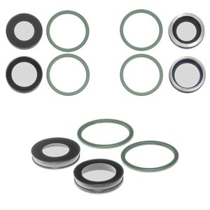 Стекло камеры для iPhone 12, зеленое, с рамкой, комплект 2 шт.