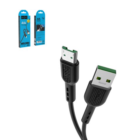 USB кабель Hoco X33, USB тип A, micro USB тип B, 100 см, 4 А, чорний, VOOC, #6931474709141