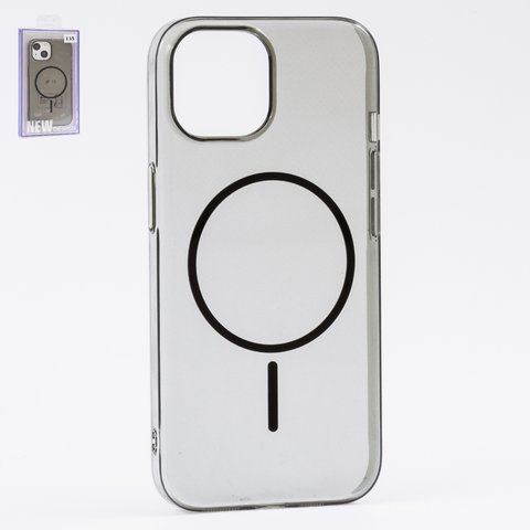 Чехол Fully PC MagSafe для iPhone 15, черный, прозрачный, магнитный, пластик