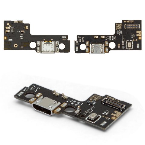 Шлейф для Xiaomi Poco C55, Redmi 11A, Redmi 12C, коннектора зарядки, с микрофоном, с компонентами, Сopy, плата зарядки