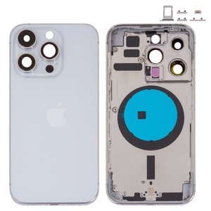 Корпус для iPhone 14 Pro, серебристый, с держателем SIM карты, с боковыми кнопками, Original PRC , EU Version, silver