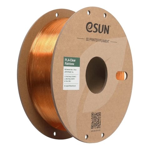 Филамент для 3D принтера eSUN PLA Clear Rainbow Flame Crystal, 1 кг