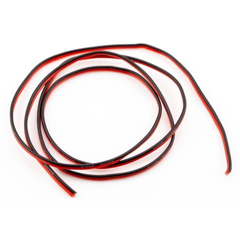 Провод двойной в силиконовой изоляции 20AWG, 0,52 мм², 1 м, черный, красный